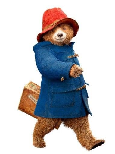 Paddington mit Koffer und rotem Hut