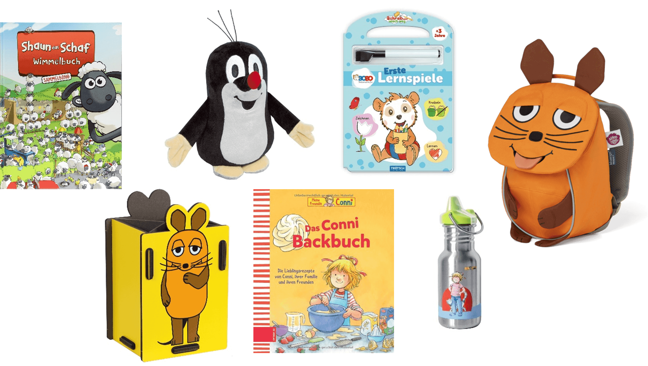 Bücher , Trinkflasche von der Maus und Co